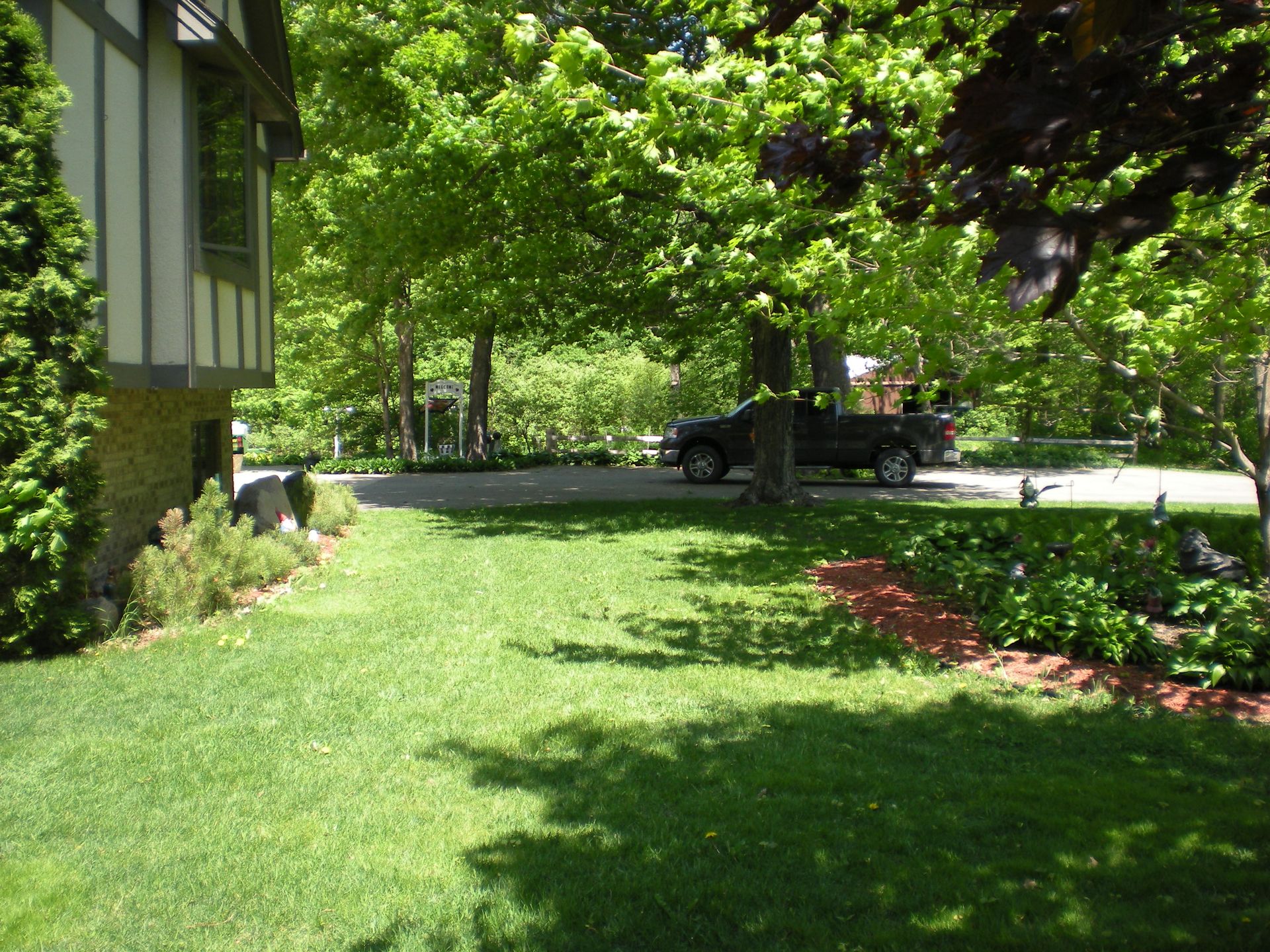 A freshly seeded lawn, designed to promote healthy, vibrant grass growth for long-lasting beauty.